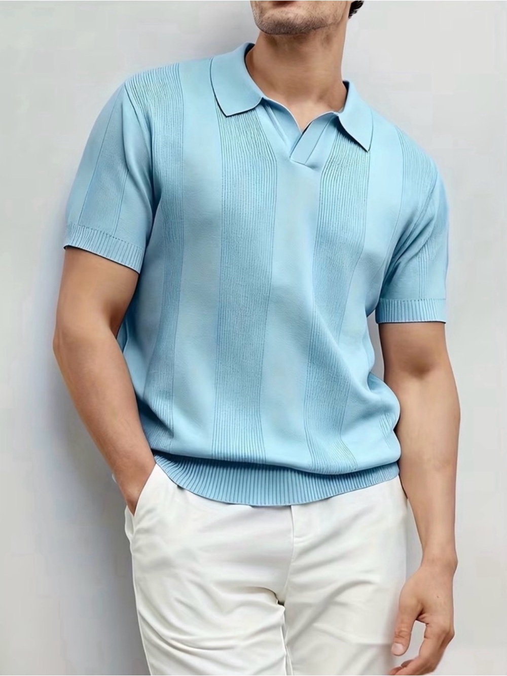 NWOT Blue Short Sleeve Knit Polo - size L - Picture 13 of 13